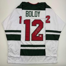 Autographed/Signed Matt Boldy Minnesota White Hockey Jersey Beckett BAS COA picture