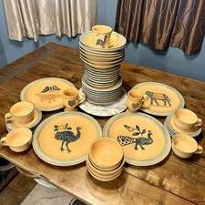 47pc VTG 80s Pfaltzgraft America M.A.F.A. Stoneware Dinner Service Dish Set picture