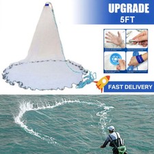 5FT Fishing Cast Net Bait Easy Throw Hand Cast Strong Mesh 3/8in Mesh Size picture