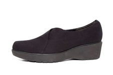 Munro Women's Black Canvas Slip On Platform Wedge Shoes D17100*  Size 7.5W picture