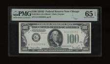 DBR 1934-D $100 FRN Chicago Gem Fr. 2156-G PMG 65 EPQ Serial G11239508A picture