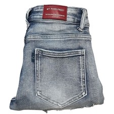 My Pheelings Stacked Patchwork Jeans Men 28x33  Acid Wash Frayed Hem Streetwear picture