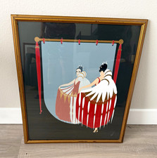Lot of 6 Framed Signed Art Deco Paper Prints Women Figures Cityscape picture