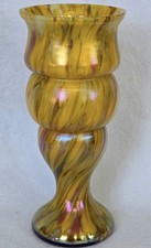 ca.1920’s Bohemian Czech BRUDER FRANKL Iridescent Multicolored Glas Vase~ 8” tal picture