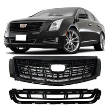 Fit 2013-2017 Cadillac XTS Front Bumper Black Upper Grille Lower Grill 2PCS picture