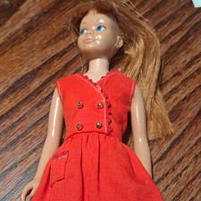 Mattel Skipper 1963 Vintage 9in Redhead Blue Eyes Fashion Doll Red Dress picture