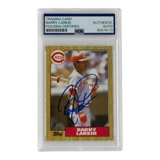 Barry Larkin Autographed 1987 Topps Rookie Card #648 PSA Authenticated picture