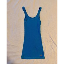 Hollister So Cal Stretch Ribbed Tank Top Turquoise Blue Seagull Logo XS picture