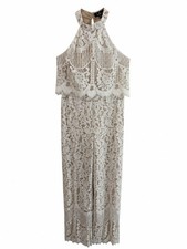 NWT Lulu's Boho Festival Western Wedding Britney White Lace Halter Jumpsuit (M) picture