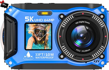 5K Underwater Camera, 33FT Waterproof Camera, 64MP Dual-Screen picture