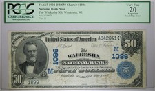 1902 Waukesha, WI Waukesha National Bank $50 Date Back PCGS 20 Details picture