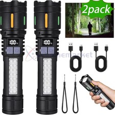 2PC 99000000 Lumens Super Bright LED Tactical Flashlight Rechargeable Work Light picture