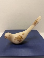 VTG Fenton Bird Of Happiness Cameo Glass Yellow & Tan Floral Signed Lisa picture