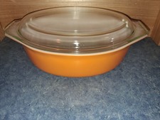Vntg PYREX Orange Oval Casserole Dish & Lid #045 2.5 QT-Bowl Is Very Nice-Read  picture