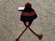 NWT Nike Syracuse University Beanie Hat with Pom and Ear Flaps - Blue - one size picture