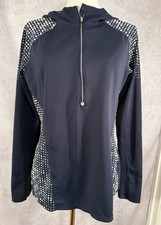 Athleta Running Wild 2.0 Half Zip Hoodie Reflective Dot Pullover Navy -Medium picture
