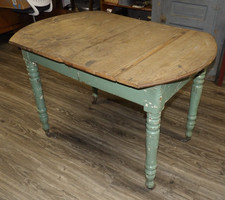 Vintage Antique Country Farm Dining Table Primitive Old Green Paint 43.5
