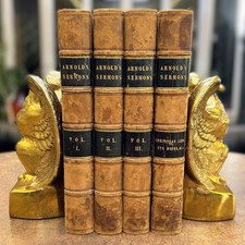 1844 Thomas Arnold Sermons 4 Vol Set Fine Binding Marbled Boards Leather Rugby picture