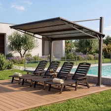 Domi 12'x10'Metal Gazebo,Freestanding Hardtop Canopy for Patio&Poolside,Brown picture