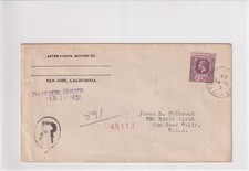 1928 St Kitts, Leeward Islands to San Jose, Ca Registered. (70033) picture