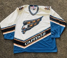 Vintage Washington Capitals Jersey Mens XL White Screaming Eagle NHL 90s CCM picture