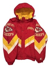 Vintage 90s Kansas City Chiefs NFL Pro Line Starter Hooded Puffer Jacket Size L picture