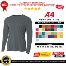 A4 N3165 Mens Polyester Cooling Performance Long Sleeve T Shirt Dri-Fit T-Shirt picture