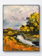 SAMATOWIC Original 8x10 Impressionist Golden Marsh Landscape Painting Signed 468 picture