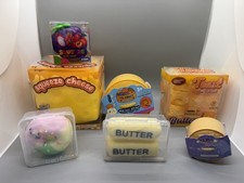 Squishy fidget Lot Squeeze Cheese Wax Butter Toast ASMR crunchy grape Bundle 7pc picture