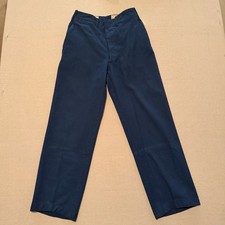 Vintage 40s 50s USN Military Blue Serge Wool Trousers Button Fly High Waist Pant picture