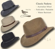 【oZtrALa】AUSTRALIAN Wool Felt HAT Outback Vintage Fedora Men Leather Band Cowboy picture