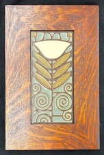 Motawi Tileworks Dard Hunter Poppy Tile * Dard Hunter Oak Frame * Ann Arbor MI picture