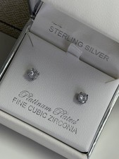Crislu Sterling Silver Cubic Zirconia Stud Earrings 925 with Original Box picture