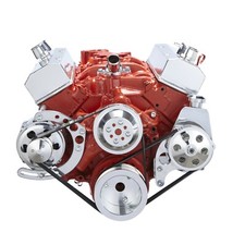 Small Block Chevy Serpentine Pulley Conversion Kit 283 327 350 PS ALT SBC Long  picture