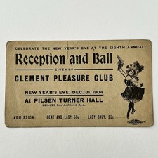 Antique Ephemera Promotional Card Clement Pleasure Club Chicago IL New Years picture
