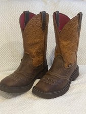 Justin Gypsy Starlina Stitched Floral Sz 8.5 B Water Buffalo Cowboy Boots GY9530 picture