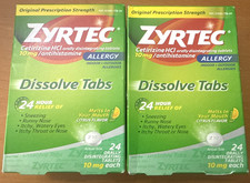 2 Zyrtec Allergy Dissolve Tab 24Hr Relief Cetirizine HCl Citrus 24/ct Exp: 09/27 picture
