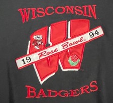Vintage 1994 Wisconsin Badgers Rose Bowl Crewneck Sweatshirt Black Men’s L 90s picture