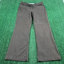 VTG Tommy Hilfiger Pants Womens 12 33x29 Brown Stretch Belted Wide Leg Flare Y2K picture