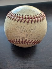 1950s Official Three-I League Baseball Waterloo White Hawks Hal Totten Rawlings picture