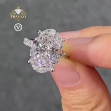 IGI 4.3Ct Oval Cut EF/VS1 Lab Grown/CVD Diamond Halo Wedding Ring 14K White Gold picture