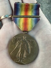ORIGINAL WWI WW1 US AEF Victory Medal With Italy Campaign Battle Bar picture
