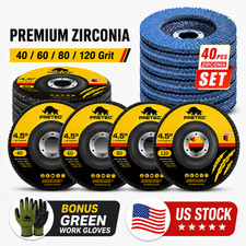 40 Pack 4-1/2 in Zirconia Flap Discs 40 60 80 120 Grit Sanding Grinding Wheels picture