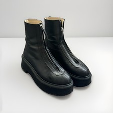 The Row Zipped Boot 1 - Black Leather Platform Zip Front Boots - W 6 (36) picture