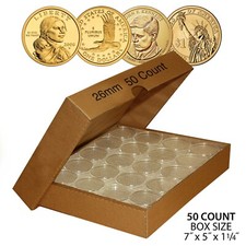 50 Direct Fit Airtight A26 Coin Holders Capsules For PRESIDENTIAL $1  (QTY: 50) picture