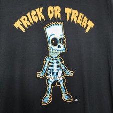 Adult Halloween Bart Simpson Skeleton Trick Or Treat Short Sleeve Shirt - XL picture