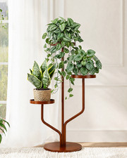 Bamworld 3Tier Plant Stand Indoor Outdoor Metal Plant Shelf Flower Holder Brown picture