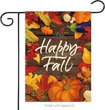 Fall Garden Flag Happy Fall Autumn Harvest Flag Double Side Pumpkin 12 x 18 inch picture