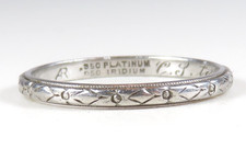 Antique 1930 Art Deco 950 Platinum Iridium Engraved Wedding Band Ring Sz 6.5 picture