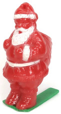 Vintage 1960s Irwin Plastic Skiing Santa Candy Container Christmas Ornament picture
